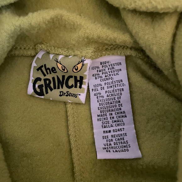 Dr. Suess The Grinch One Piece Front Zip Green Fleece Pajama Small Unisex - Picture 2 of 8